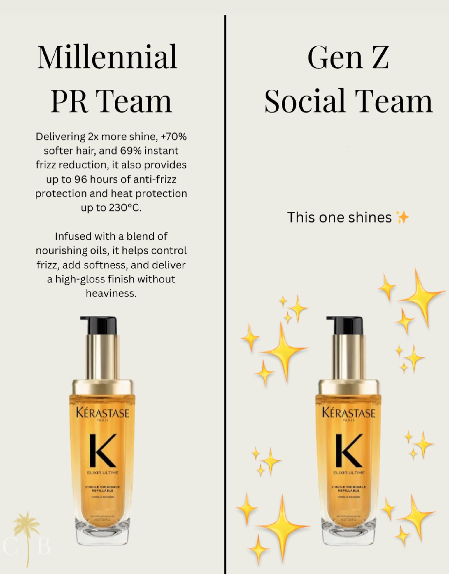 Millennial PR team: the stats
Gen Z team: this one shines ✨

Either way… your hair wins.

#kerastase #meme #hairtrends #kerastaseelixirultime #glossyhair