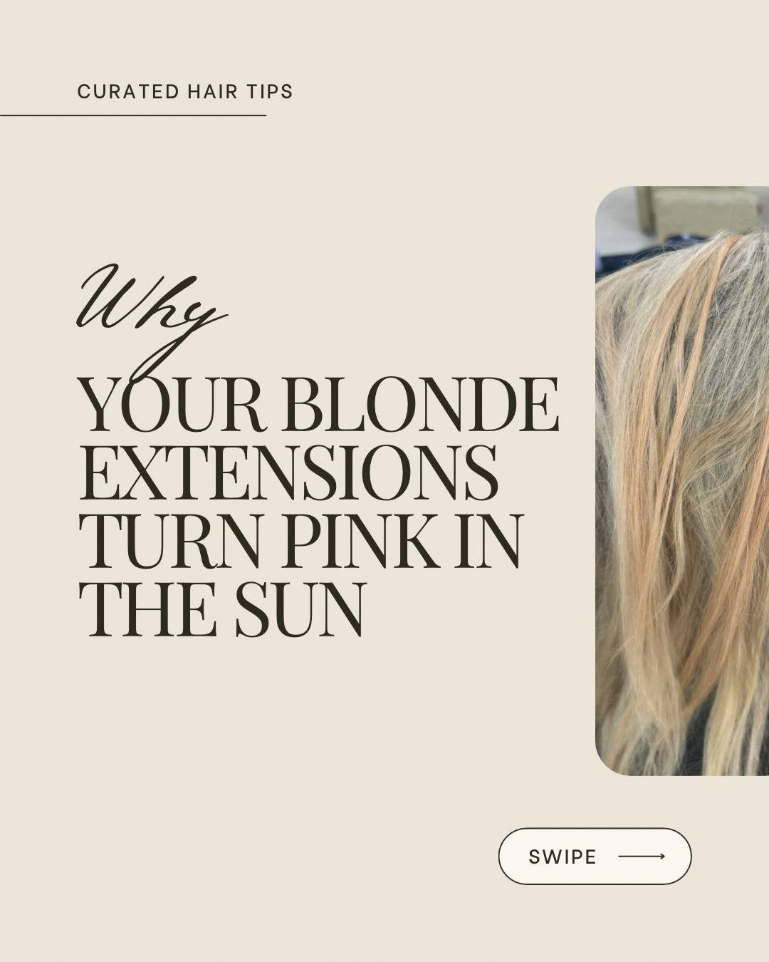 Blonde extensions turning pink, peach or orange in the sun? ☀️
It’s not your hair… it’s your sunscreen.

Living by the beach in a tropical climate means we’re constantly exposed to UV, salt and skin products — and one common sunscreen ingredient can chemically stain blonde, porous hair.

Once heat is applied, the colour becomes locked in, and the longer it’s left, the harder it is to remove.

The good news? It’s preventable — and in many cases, correctable.

We’ve shared exactly:
✔ What causes it
✔ What to avoid
✔ How to protect your extensions
✔ What to do if it’s already happened

Read the full blog via the link in our bio & save this post for your next beach day 💛